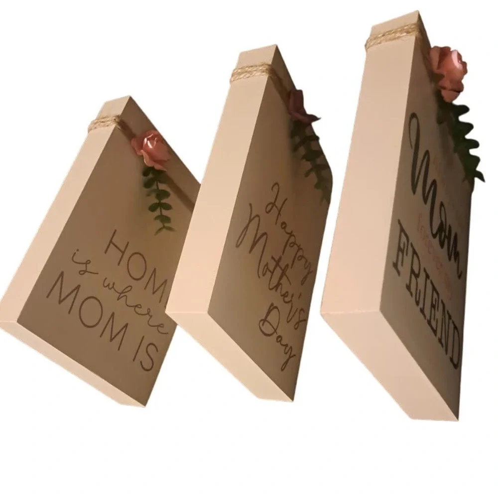 NIB- Mothers Day All year Long SET of Painted Wood Box Wall Hanging Decor